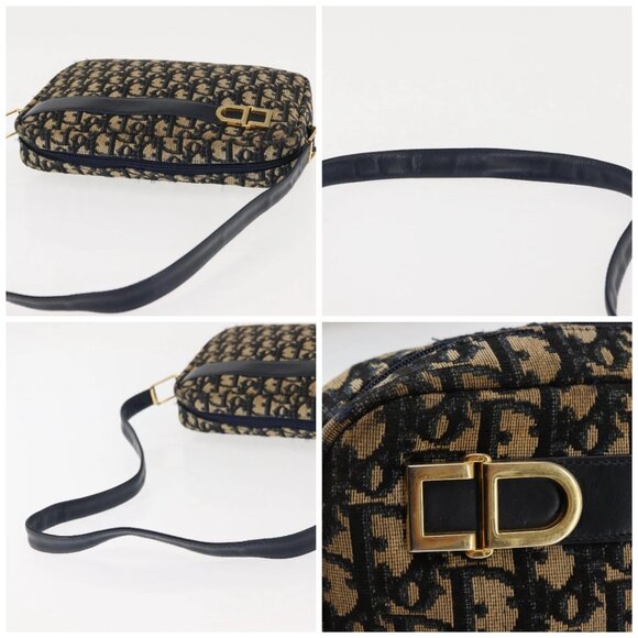Christian Dior Trotter Canvas Shoulder Bag Navy Gold Auth 146485 - Picture 16 of 16